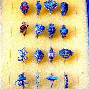 20 all for repair, craft , harvesting stones sterling silver rings lot 60 grams